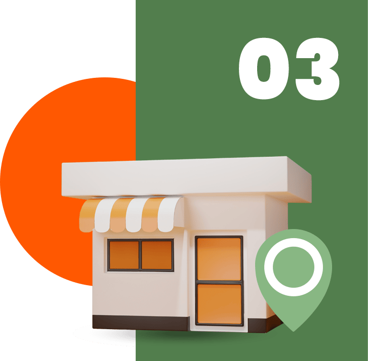Ilustracion de Tienda con icono de localización